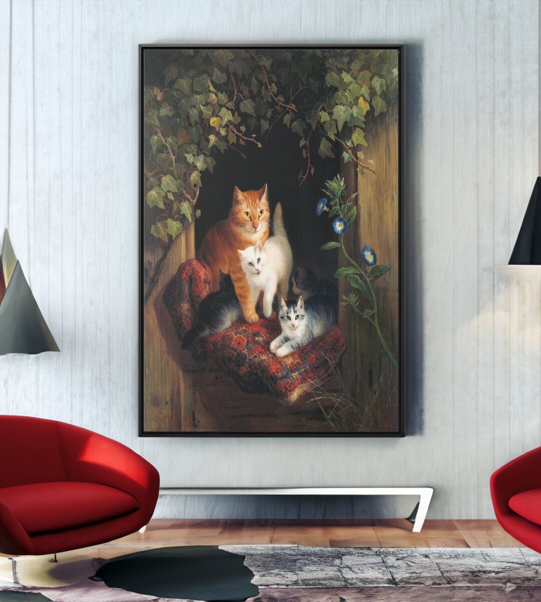 Cat With Kittens by Henriette Ronner Canvas/poster Wall Art ...