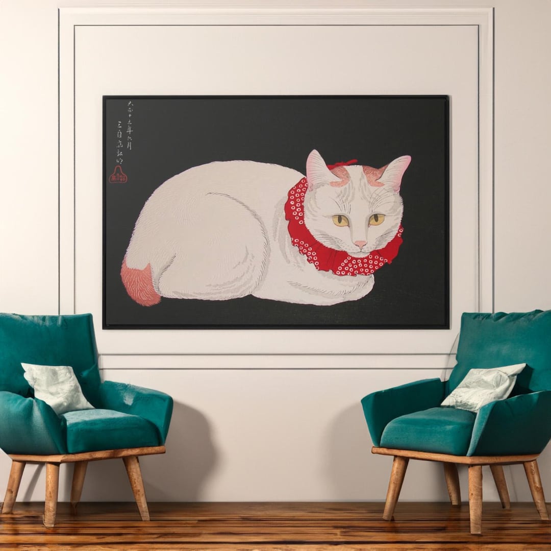 Japanese Cat Art Canvas Print, Japan Wall Art, Ukiyo-e Print, Vintage ...
