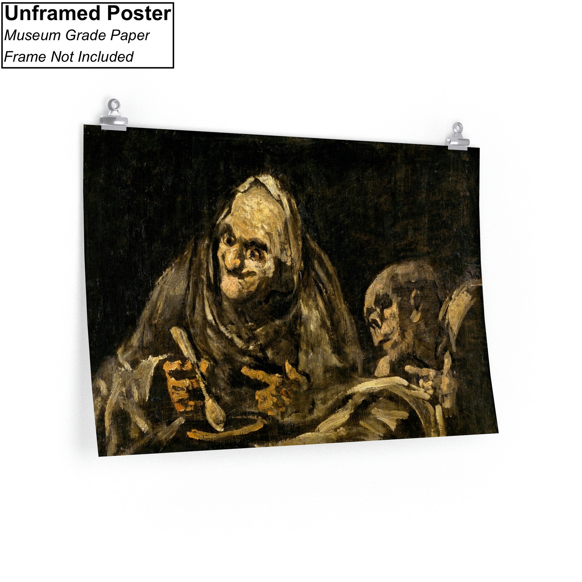 Goya's 'two Old Ones Eating Soup' Canvas Art Print: Horror Wall