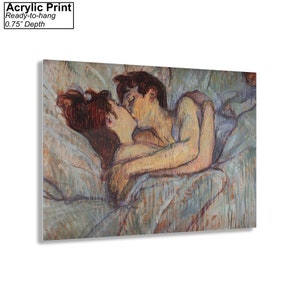 In Bed The Kiss by Henri de Toulouse Lautrec Canvas/Poster Wall Art Reproduction, Above Bed Print Acrylic Print