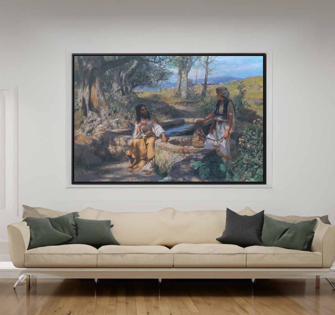 Woman at the Well Canvas Wall Art, Jesus and Samaritan Woman Print ...