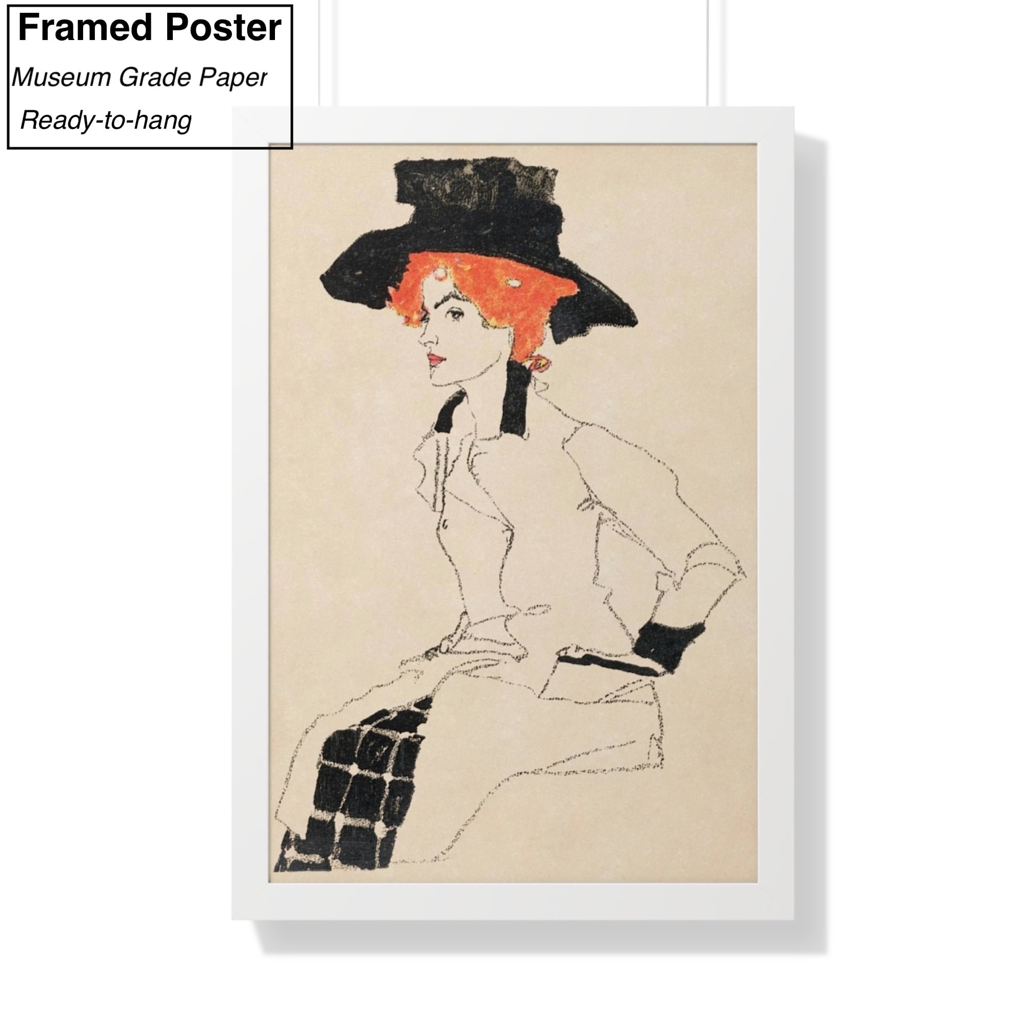 112/600 帽子の女性　リトグラフ エゴンシーレ 額装品　エゴン・シーレ エゴン・シーレ 額装品 112/600 リトグラフ 帽子の女性 エゴンシーレ 版画