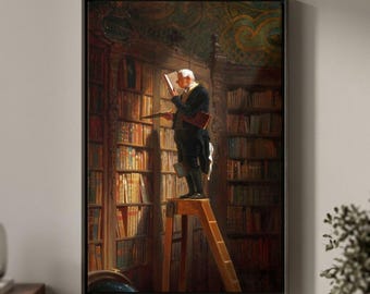 Carl Spitzweg: The Bookworm Vintage Art Print on Canvas
