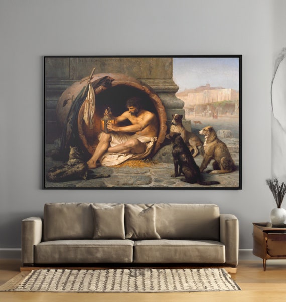 Jean Leon Gerome Diogenes Canvas/Poster Wall Art Reproduction, Philosophy Print Framed