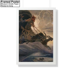Donar Thor by Max Friedrich Koch Canvas Wall Art, Mythology Art Poster Print White Framed Poster