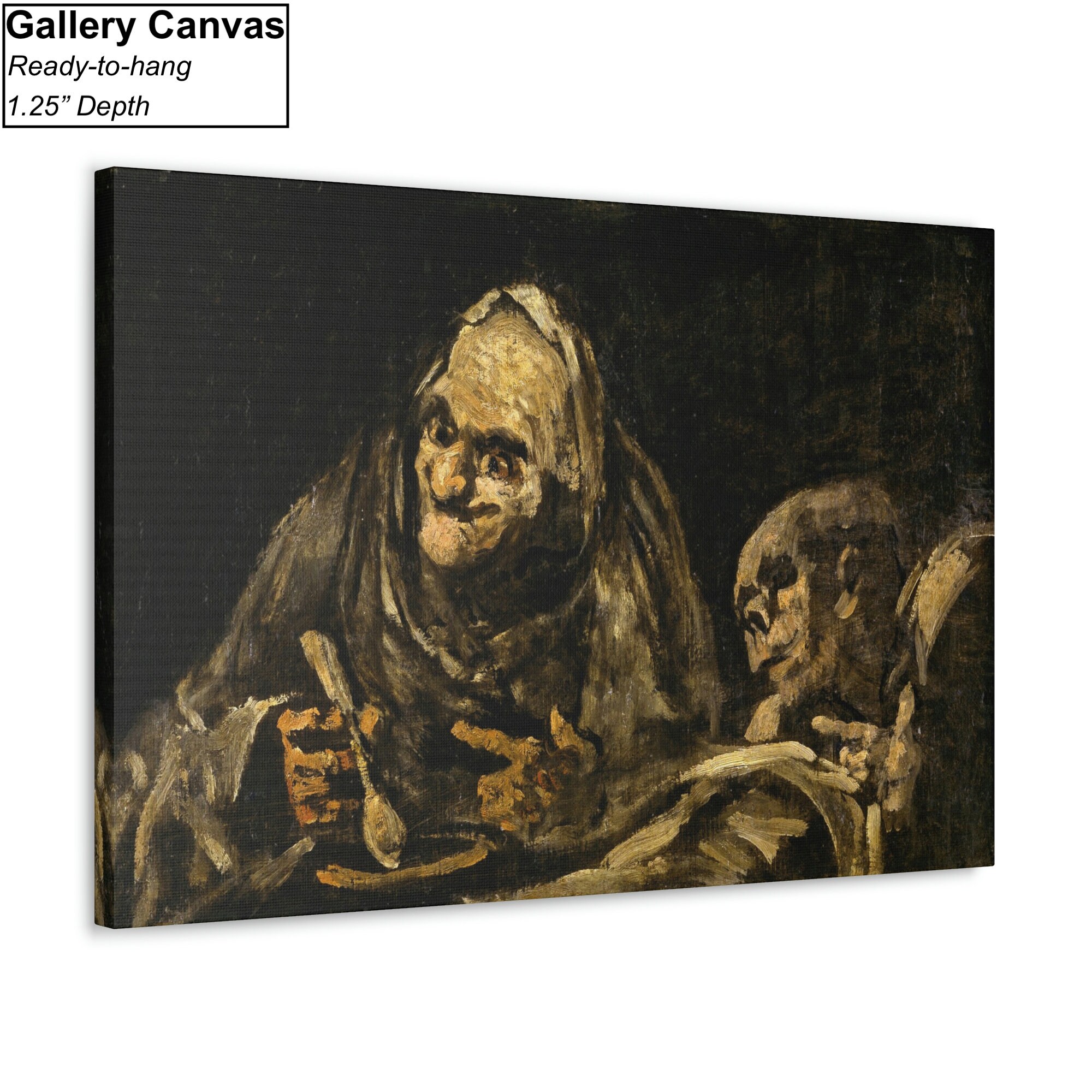 Goya's 'two Old Ones Eating Soup' Canvas Art Print: Horror Wall