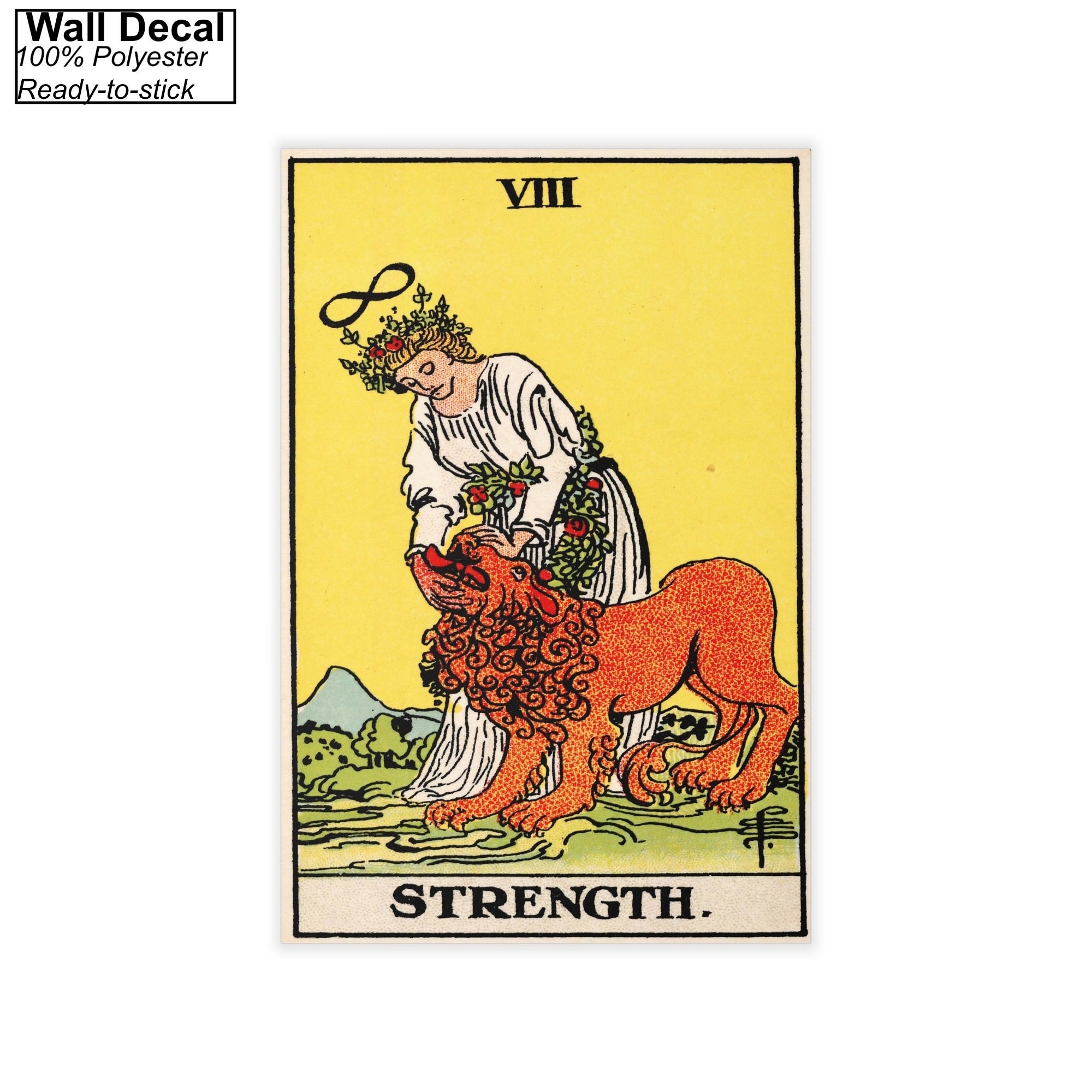 The Strength Tarot Card Canvas Wall Art Reproduction, Tarot Poster ...