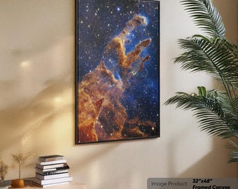 Pillars of Creation Print: Space Poster, Deep Field Canvas Wall Art