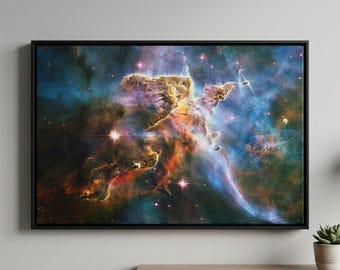Hubble Space Telescope Nebula Canvas Wall Art, Astronomy Deep Field Space Painting Print, Cosmic Cliffs Poster