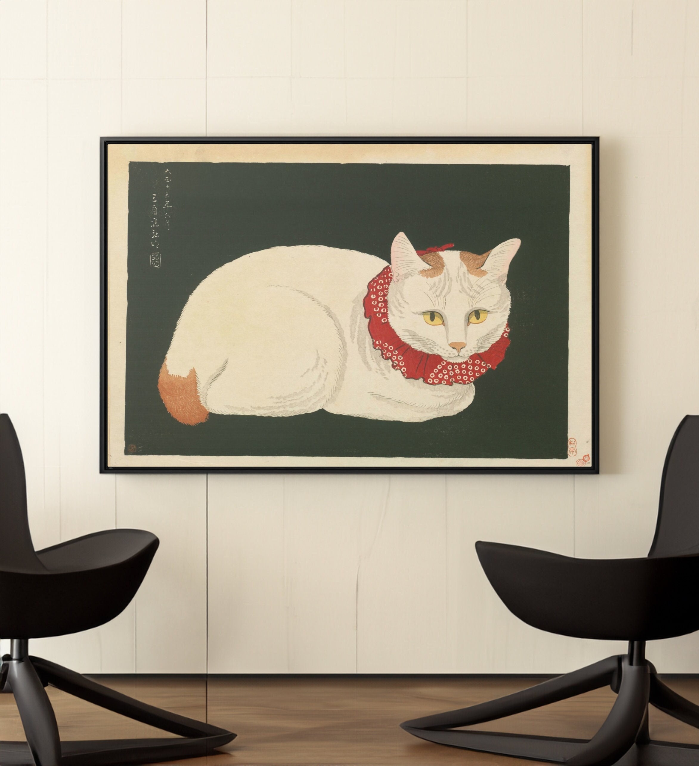 高橋松亭「白猫版画」：日本の木版画複製 - Etsy 日本