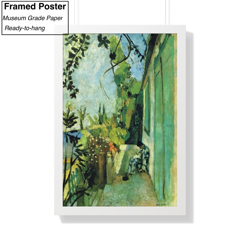Reproducción de lienzo/póster de La Terraza de Saint Tropez de Henri Matisse White Framed Poster