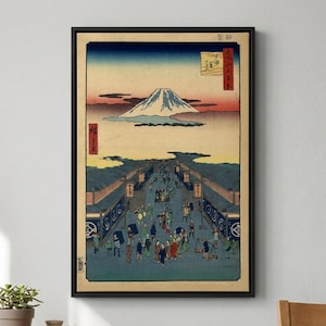 Hiroshige Suruga Cho Woodblock Print: Japanese Canvas Art Reproduction