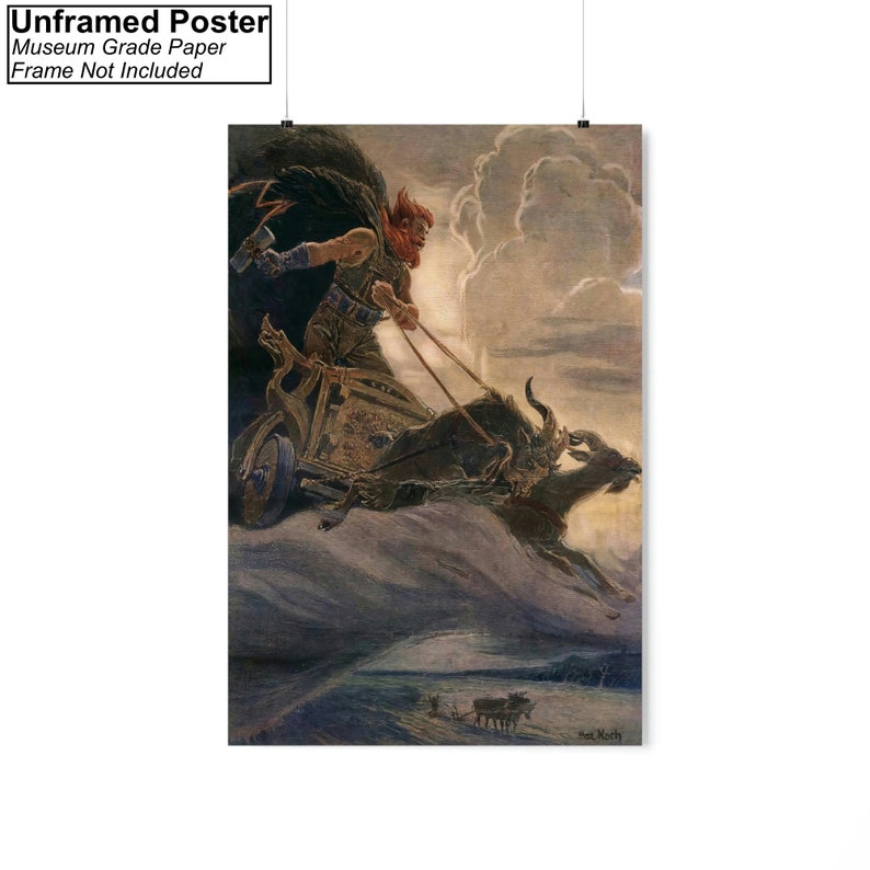 Donar Thor by Max Friedrich Koch Canvas Wall Art, Mythology Art Poster Print Unframed Poster