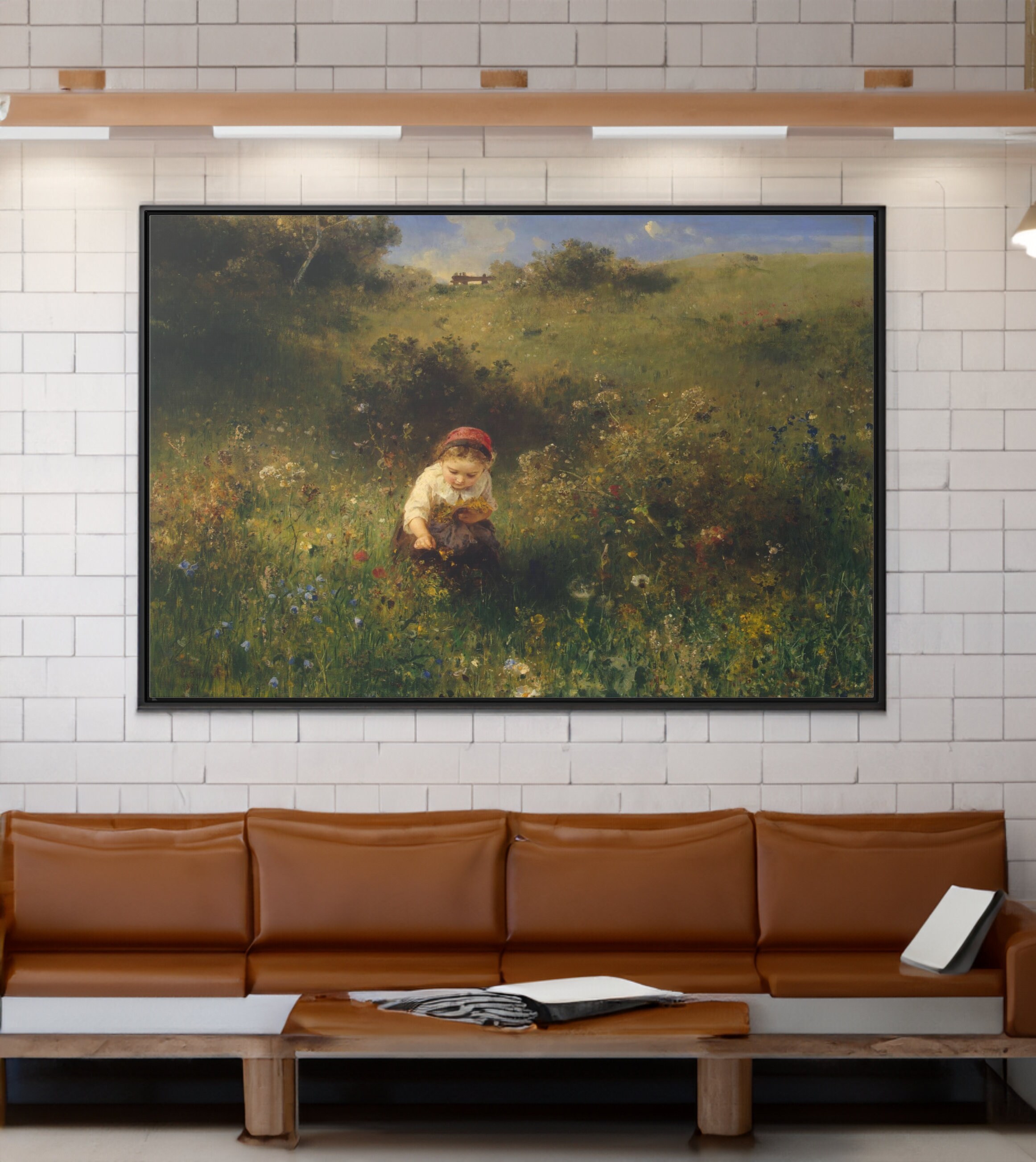 ルートヴィヒ・クナウス作『野原の少女』 風景画 フレーム付き　油絵 il_fullxfull.5109643442_iojl.jpg