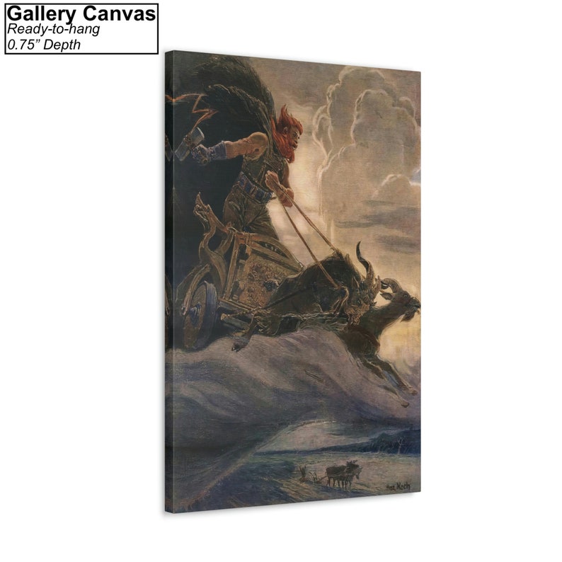 Donar Thor by Max Friedrich Koch Canvas Wall Art, Mythology Art Poster Print Gallery Canvas