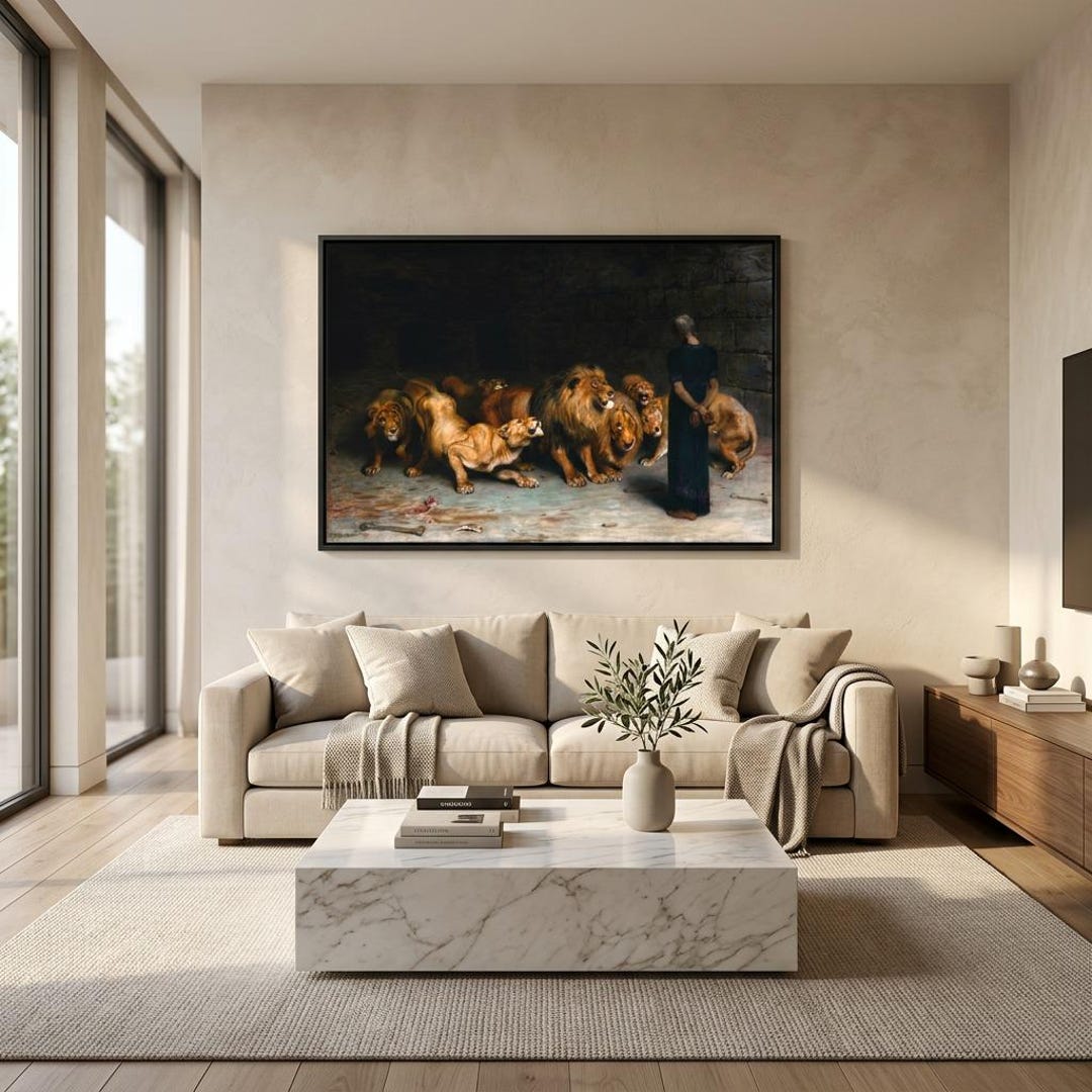 Daniel in the Lions Den by Briton Riviere Canvas/poster Wall Art