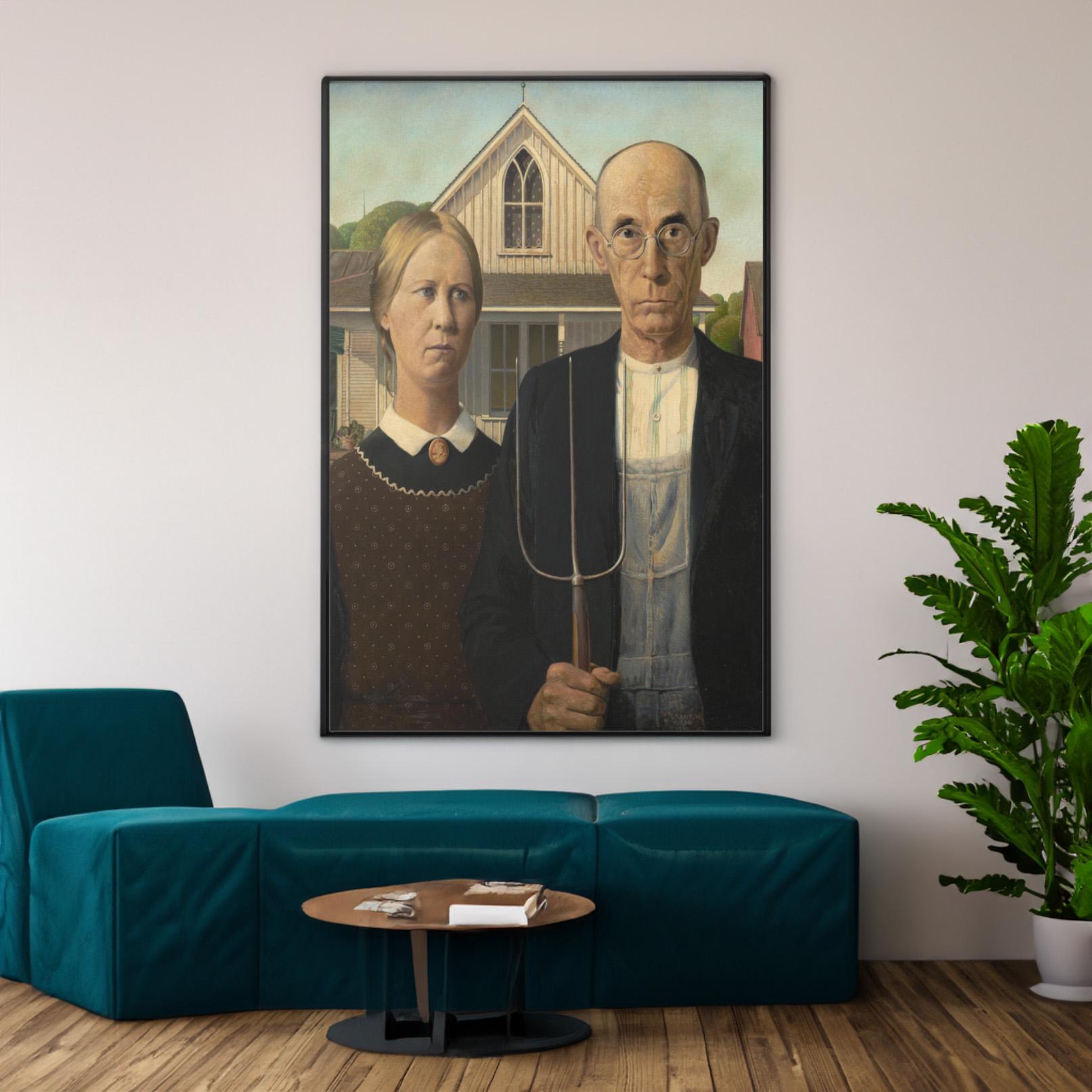 Grant Wood American Gothic Canvas/poster Wall Art Reproduction - Etsy