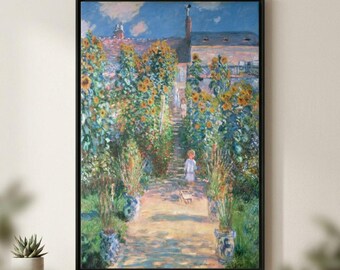 ヴィンテージ・モネの版画：ヴェトゥイユの画家の庭、印象派の壁画