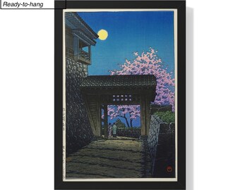 川瀬巴水版画「桜満月松山城」 - Etsy 日本