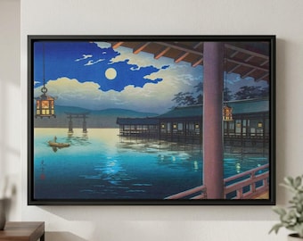 Summer Moon at Miyajima Art Print, Tsuchiya Koitsu Ukiyo-e, Japanese Wall Art
