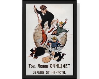Comrade Lenin Cleanses the Earth of Filth by Viktor Deni Canvas
