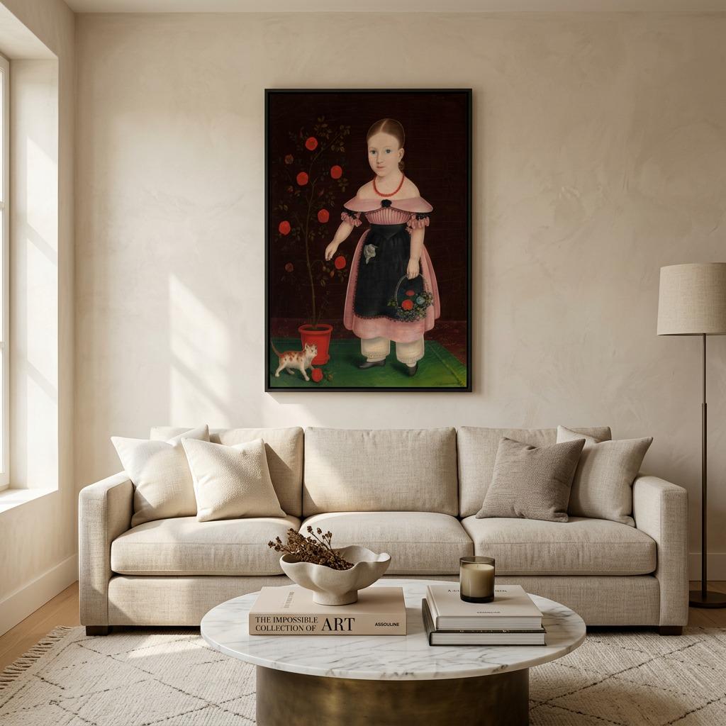 Little Girl in Lavender With Cat by John Bradley Canvas/poster