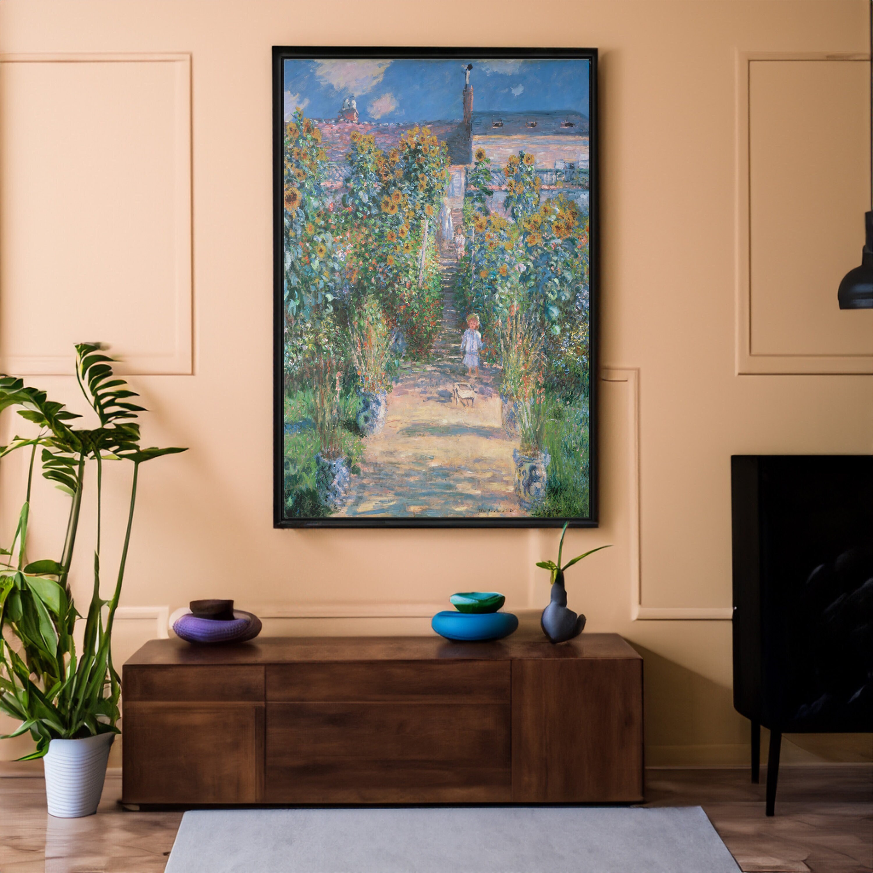 The Artist's Garden at Vetheuil by Claude Monet Canvas/Poster Wall Art, Impressionism Print