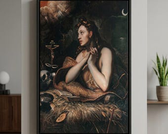 Domenico Tintoretto Penitent Magdalene Canvas Art: Religious Print