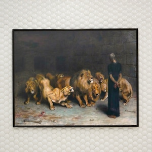 Daniel in the Lions Den by Briton Riviere Canvas/Poster Wall Art Reproduction