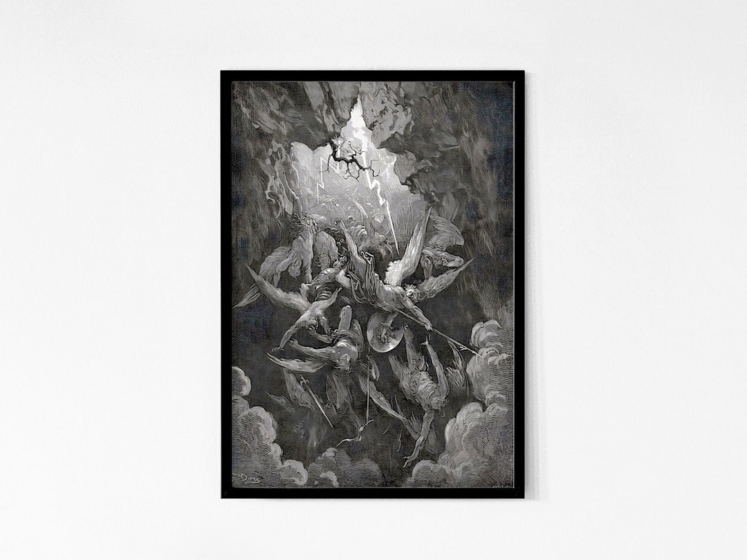 Gustave Dore Paradise Lost Art Print: Hell at Last, Black and White ...
