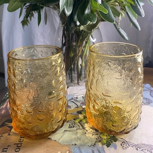 Anchor Hocking Amber Milan Honey Textured Glasses