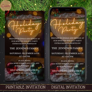Holiday Cocktail Party Invitation: Editable Electronic Template (Digital Download)