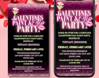 Galentine's Paint & Sip Party Invitation: Ladies Night Evite (Digital Download)