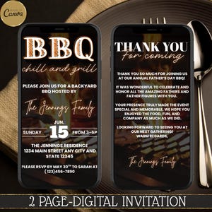 Animated BBQ Invitation, Grill & Chill Party Video, Editable Backyard Barbecue Template, Summer Cookout Invite, Digital Download