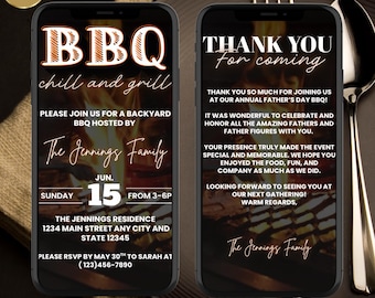 Animated BBQ Invitation, Grill & Chill Party Video, Editable Backyard Barbecue Template, Summer Cookout Invite, Digital Download
