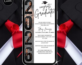 Animated 2026 Women's Graduation Party Invitation, Digital Grad Flyer, Graduation Announcement, Editable Template, Instant Download