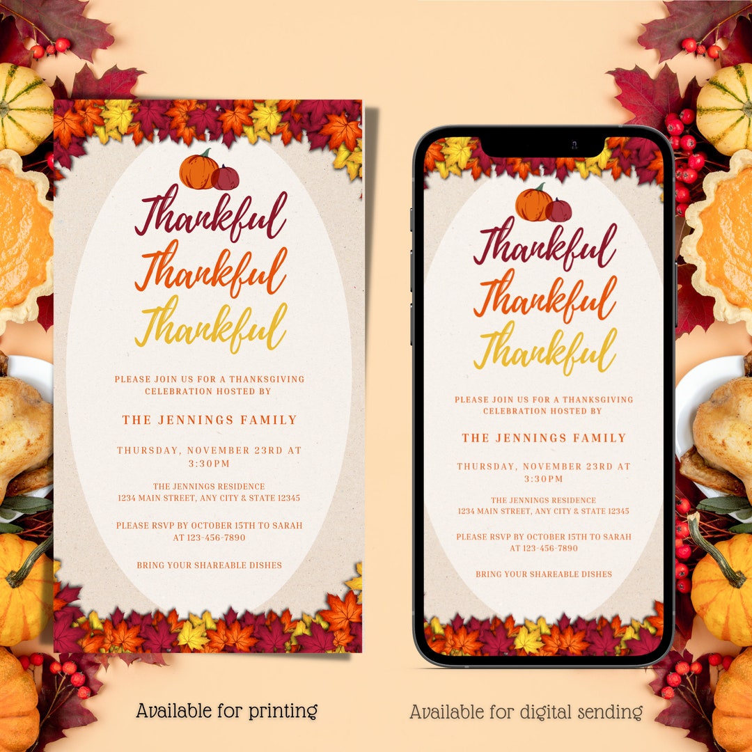 Digital Thanksgiving Invitation Electronic Friendsgiving Etsy