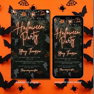 Electronic Halloween Party invitation, Spooky Halloween, Any age Halloween invite, Halloween ideas , Editable Template, Instant Download