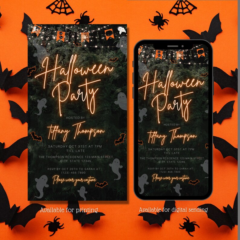 Electronic Halloween Party Invitation Spooky Halloween Any Etsy
