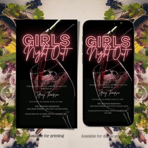 Digital Girls Night Out Invitation, Electronic Bachelorette Invite, Neon Birthday Brunch, Engagement, Text Message, Editable Invitation,