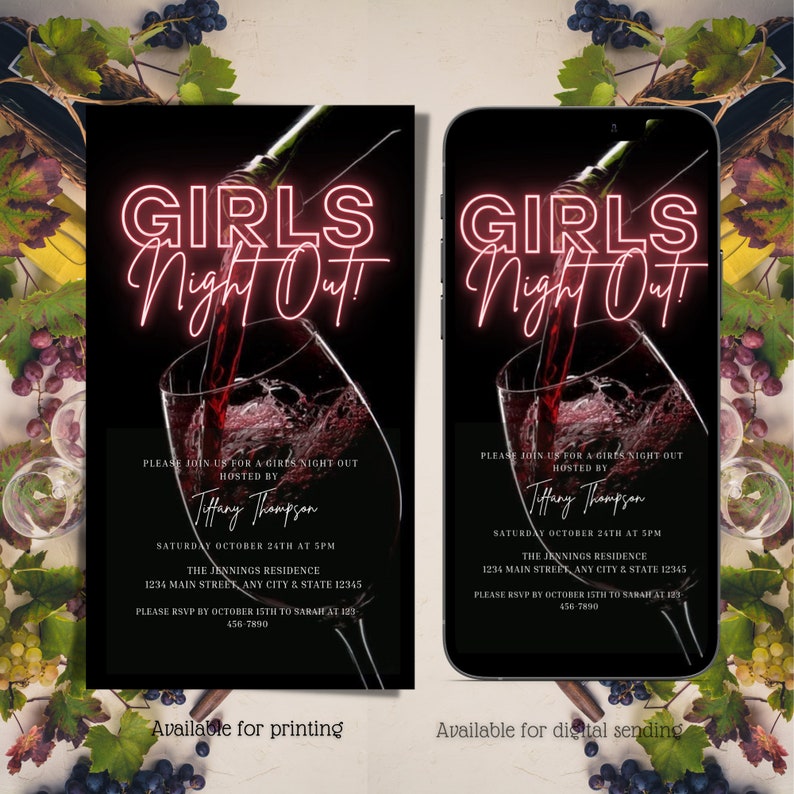 Digital Girls Night Out Invitation, Electronic Bachelorette Invite ...