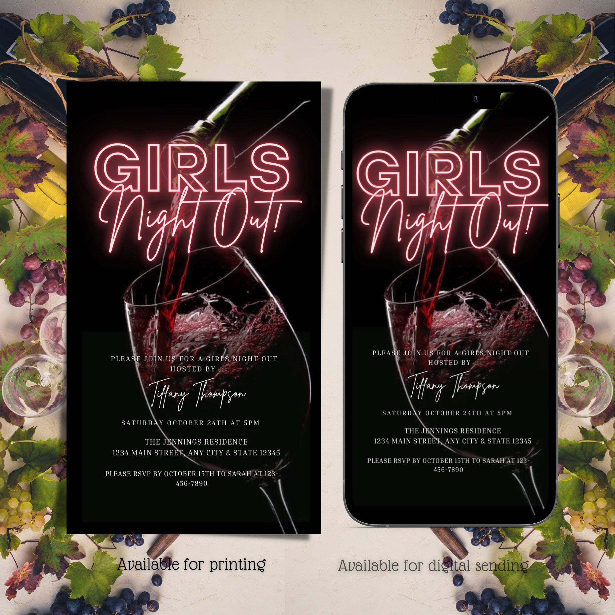 Digital Girls Night Out Invitation, Electronic Bachelorette Invite ...