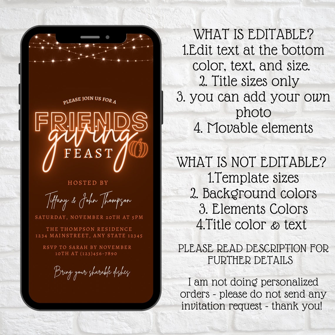 Digital Friendsgiving Invitation Friendsgiving Dinner Evite Etsy