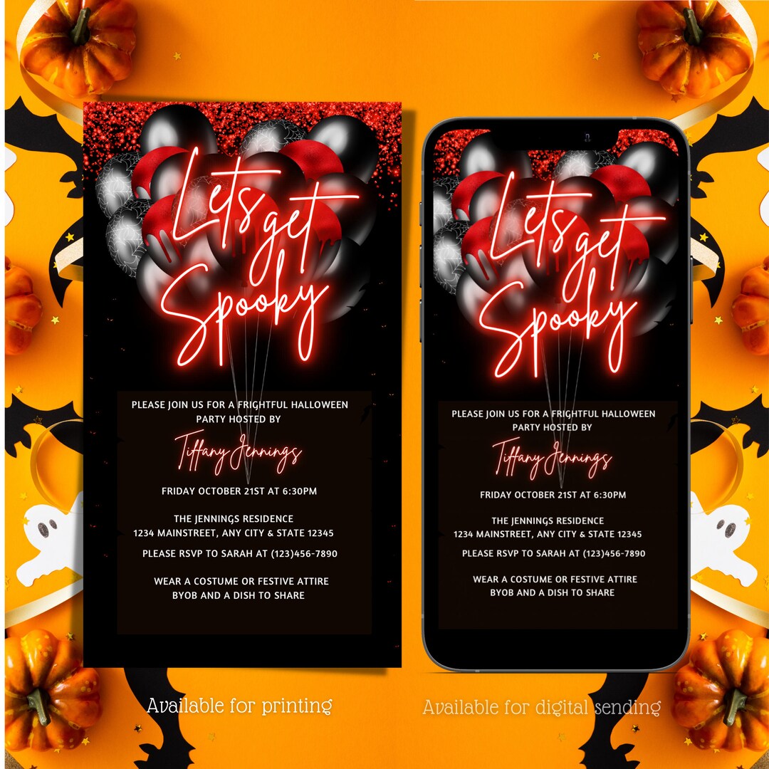 Electronic Halloween Invitation, Digital Let's Get Spooky Text Message ...