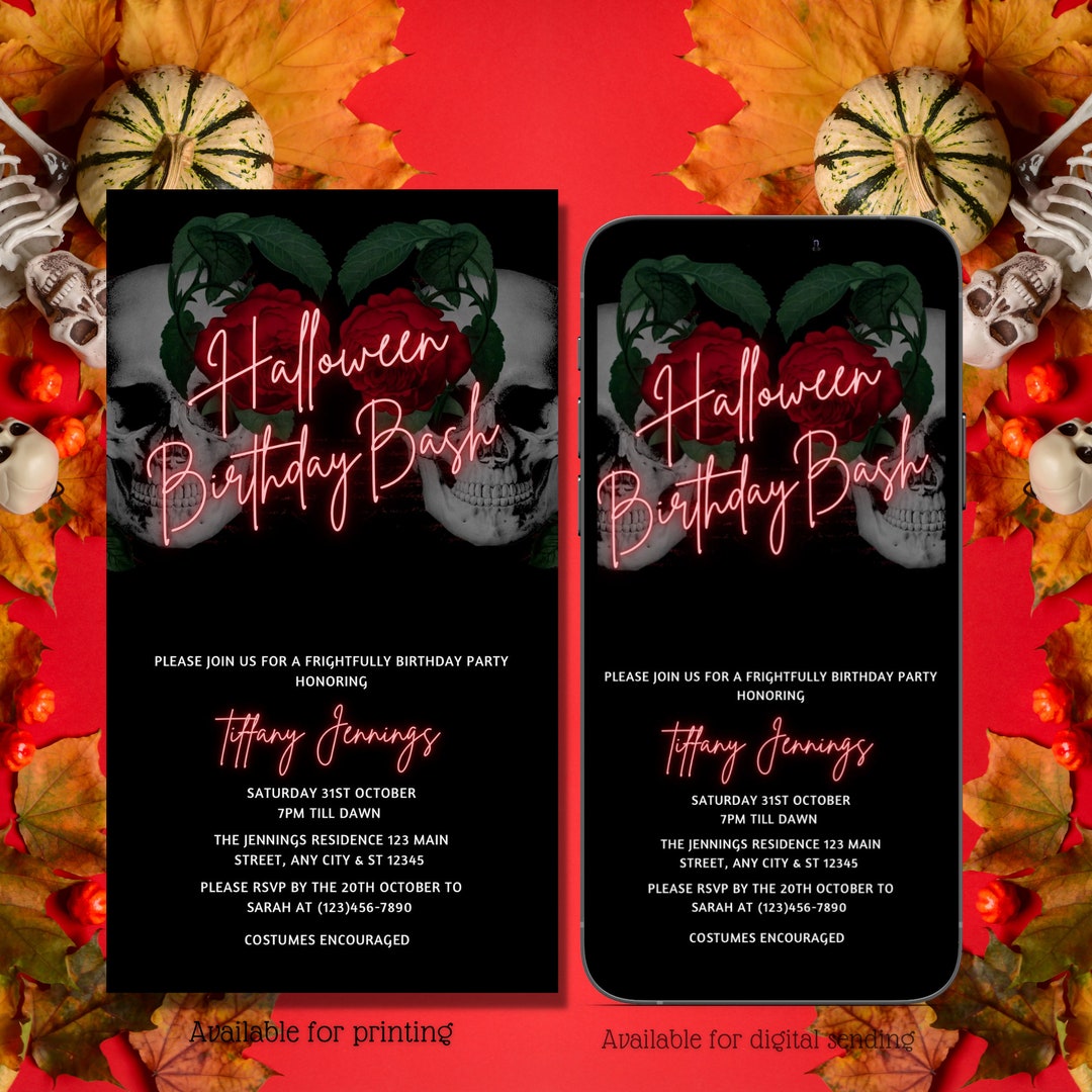 Digital Halloween Birthday Invitation, Halloween Bash Evite, Costume