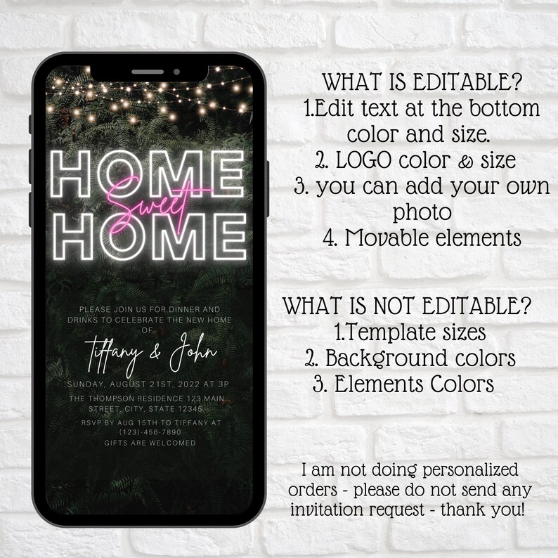 Digital Housewarming Party Invitation Electronic Home Sweet Etsy