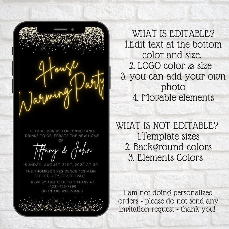 Digital Housewarming Party Invitation New Home Invite Gold Etsy