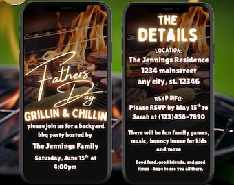 Father’s Day BBQ Party Invitation, Digital Download, Editable Grill & Chill Template, Father’s Day Invite, Instant Download,