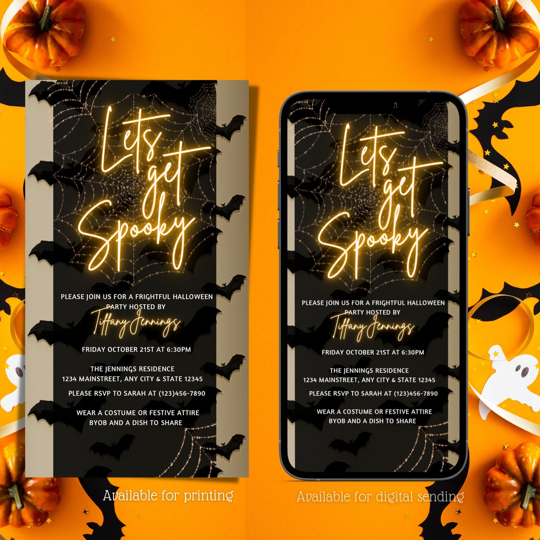 Electronic Halloween Invitation Black Gold Let's Get Etsy