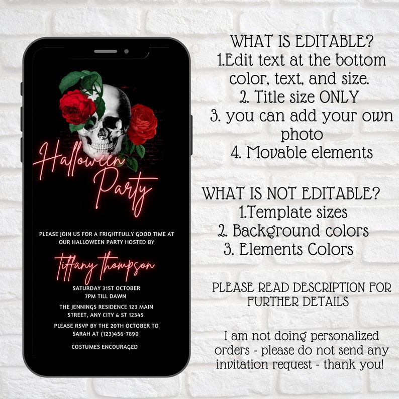 Electronic Halloween Party Invitation Adult Halloween Invite Etsy